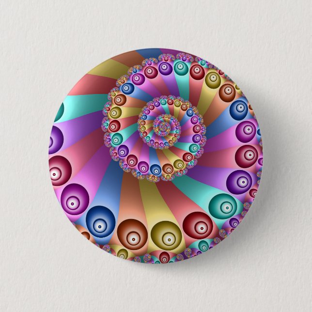 Schöne Regenbogenfarben Abstraktes Fraktal Kunst,  Button (Vorderseite)