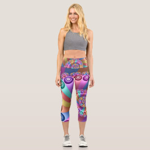 Schöne Regenbogenfarben Abstraktes Fraktal Kunst, Capri Leggings