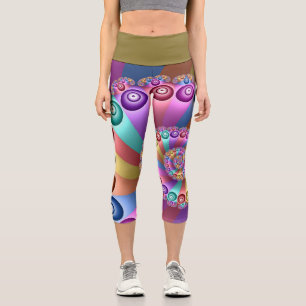 Schöne Regenbogenfarben Abstraktes Fraktal Kunst, Capri Leggings