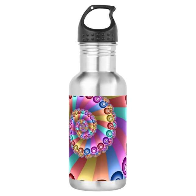 Schöne Regenbogenfarben Abstraktes Fraktal Kunst,  Edelstahlflasche (Vorderseite)
