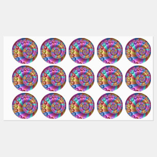 Schöne Regenbogenfarben Abstraktes Fraktal Kunst, Etiketten