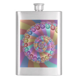 Schöne Regenbogenfarben Abstraktes Fraktal Kunst,  Flachmann