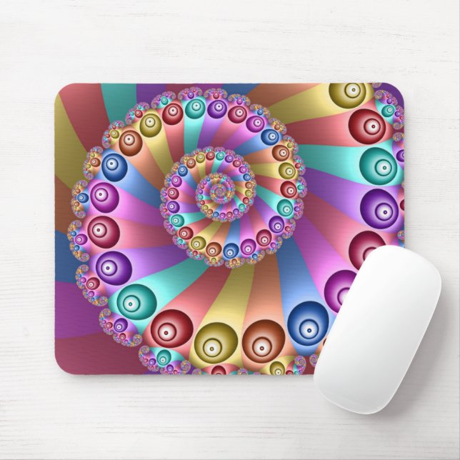 Schöne Regenbogenfarben Abstraktes Fraktal Kunst,  Mousepad (Mit Mouse)