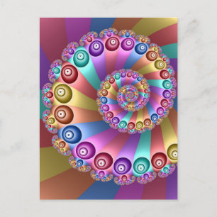 Schöne Regenbogenfarben Abstraktes Fraktal Kunst, Postkarte