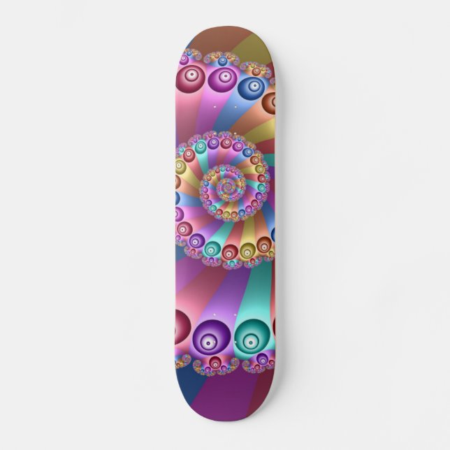 Schöne Regenbogenfarben Abstraktes Fraktal Kunst,  Skateboard (Vorderseite)