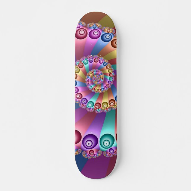 Schöne Regenbogenfarben Abstraktes Fraktal Kunst,  Skateboard (Vorne)