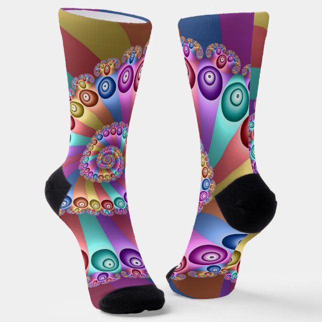 Schöne Regenbogenfarben Abstraktes Fraktal Kunst,  Socken (Gewinkelt)