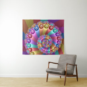 Schöne Regenbogenfarben Abstraktes Fraktal Kunst, Wandteppich