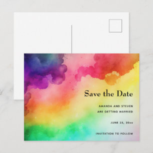 Schöne Regenbogenfarben Save the Date Abstrakt Einladungspostkarte