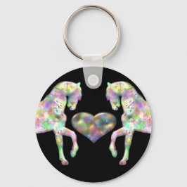 Schöne Regenbogenpferde und Herz Schlüsselanhänger