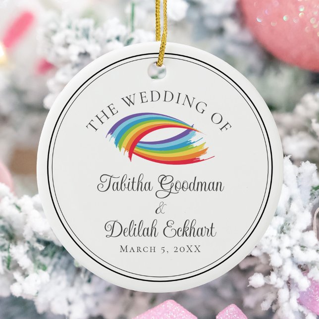 Schöne Regenbogenwellen Hochzeit Weihnachten Keepa Keramik Ornament (Von Creator hochgeladen)