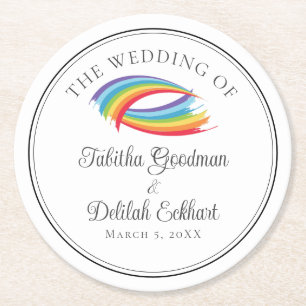 Schöne Regenbogenwellen Hochzeitkreis Runder Pappuntersetzer