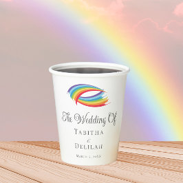 Schöne Regenbogenwellen Personalisierte Hochzeit Pappbecher