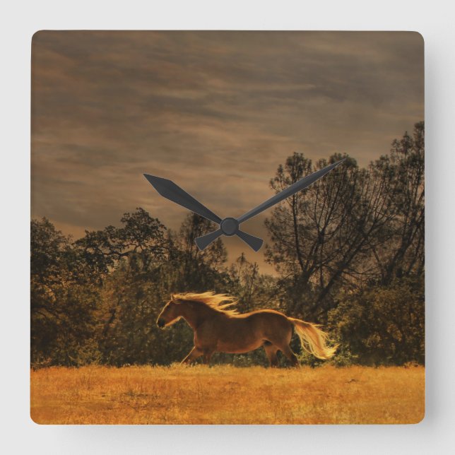 Schöne Reituhr Quadratische Wanduhr (Vorderseite)