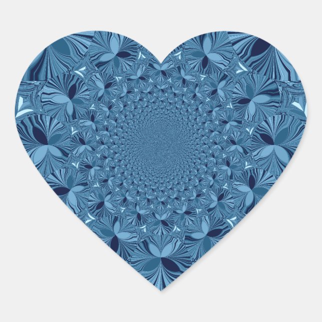 Schöne, reizende Iridescent Blue Kaleidoskop Art Herz-Aufkleber (Vorderseite)