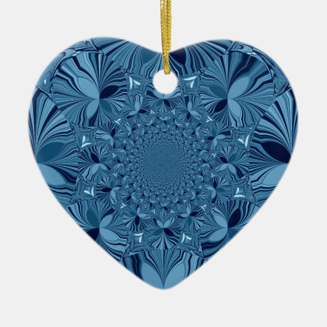 Schöne, reizende Iridescent Blue Kaleidoskop Art Keramik Ornament (Vorne)