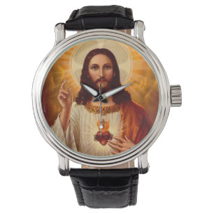 Schöne religiöse Heilige Herz Jesu Bild Armbanduhr