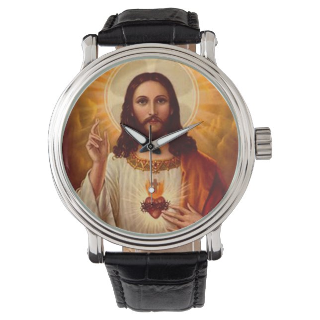 Schöne religiöse Heilige Herz Jesu Bild Armbanduhr (Vorderseite)