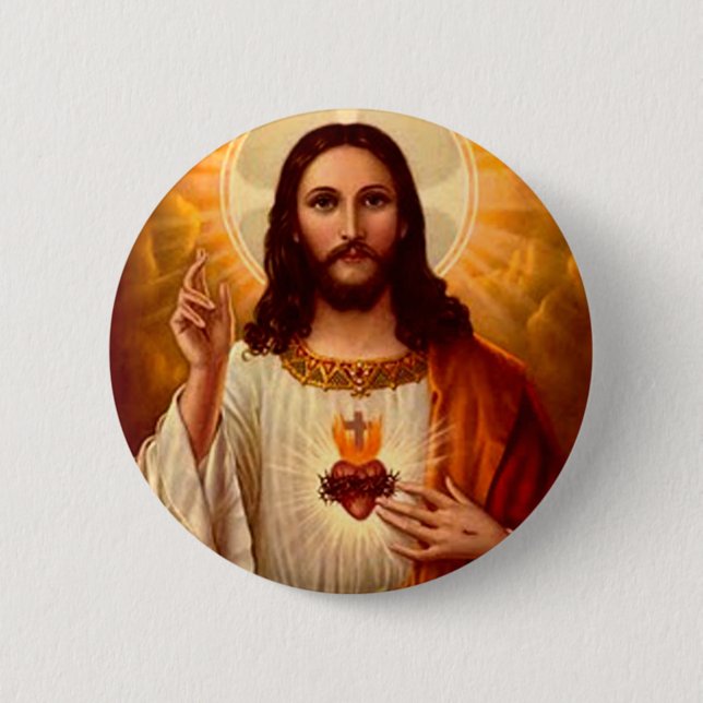 Schöne religiöse Heilige Herz Jesu Bild Button (Vorderseite)