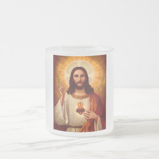 Schöne religiöse Heilige Herz Jesu Bild Mattglastasse (Mittel)