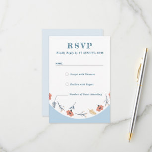 Schöne Retro Baby Blue Wedding RSVP Cards Karte
