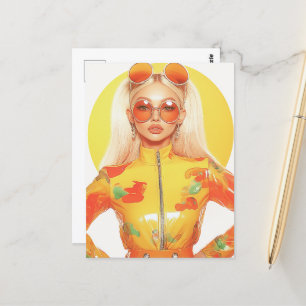 Schöne Retro Blond Frau Zwei Sonnenbrille 0n Postkarte