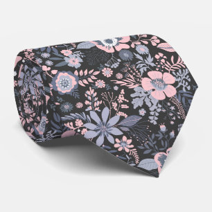 Schöne Retro-Blumenmuster in Blaupastell Krawatte