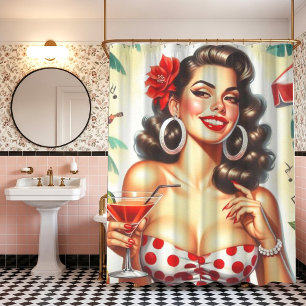 Schöne Retro-Illustration Duschvorhang