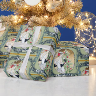 Schöne Retro Lady und Weihnachtsbaum Geschenkpapier