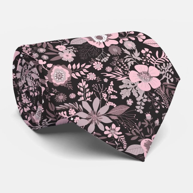 Schöne Retro-Pink-Pastell-Blumenmuster Krawatte (Gerollt)