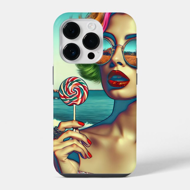 Schöne Retro Pop Kunst, Dichtung und Musik iPhone Hülle (Rückseite)