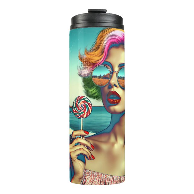 Schöne Retro Pop Kunst, Dichtung und Musik Thermosbecher (Vorderseite)