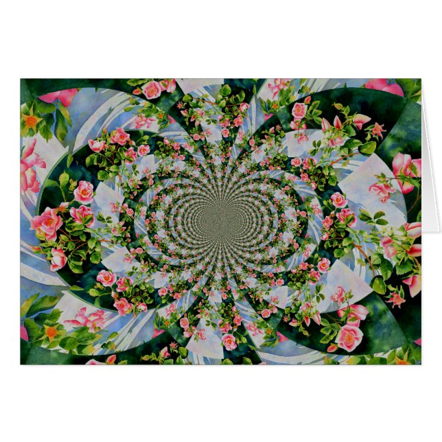 Schöne Retro-Rosa rote Rosen Aquarellblüte (Vorderseite (Horizontal))