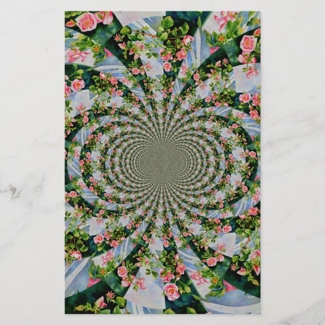 Schöne Retro-Rosa rote Rosen Aquarellblüte Briefpapier (Vorderseite)