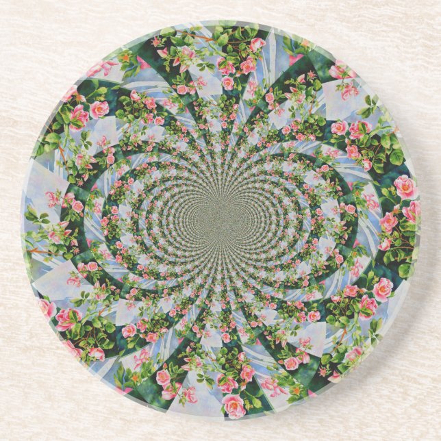 Schöne Retro-Rosa rote Rosen Aquarellblüte Getränkeuntersetzer (Vorne)