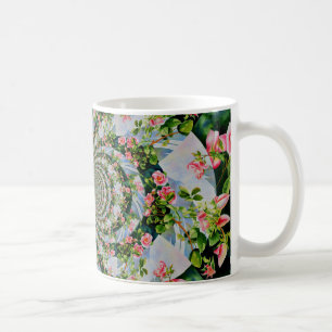 Schöne Retro-Rosa rote Rosen Aquarellblüte Kaffeetasse