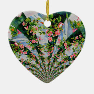 Schöne Retro-Rosa rote Rosen Aquarellblüte Keramik Ornament