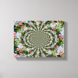 Schöne Retro-Rosa rote Rosen Aquarellblüte Leinwanddruck