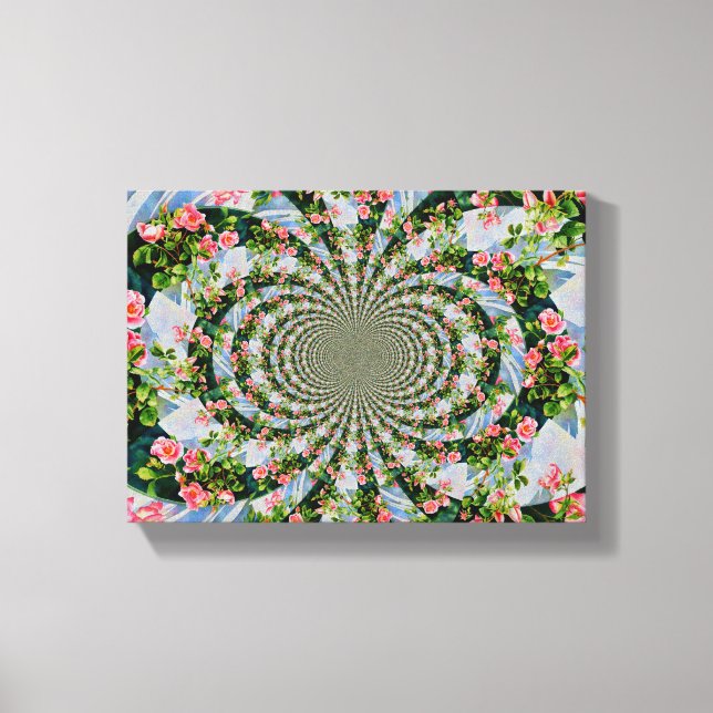 Schöne Retro-Rosa rote Rosen Aquarellblüte Leinwanddruck (Vorderseite)