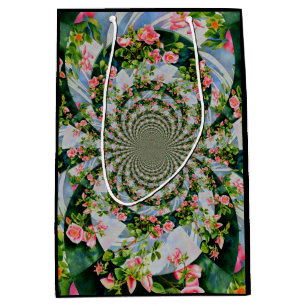 Schöne Retro-Rosa rote Rosen Aquarellblüte Mittlere Geschenktüte