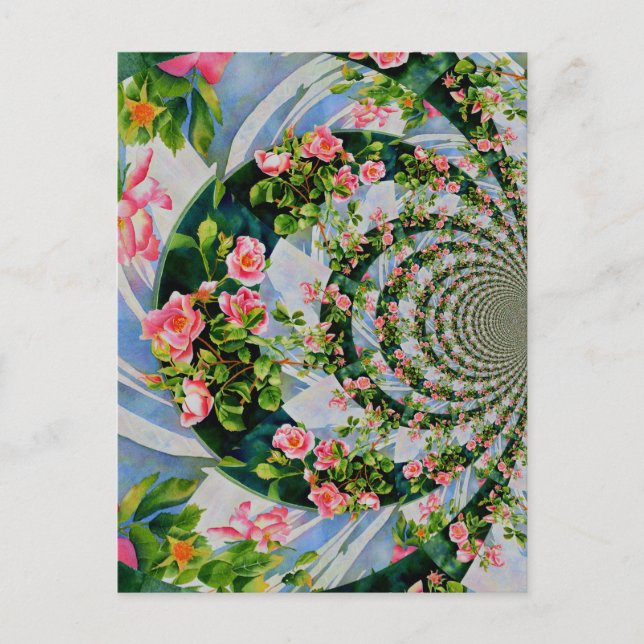 Schöne Retro-Rosa rote Rosen Aquarellblüte Postkarte (Vorderseite)