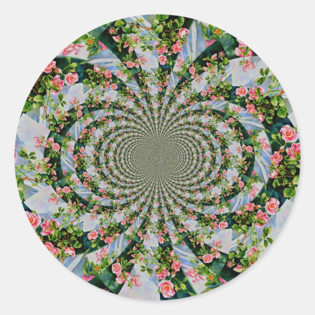 Schöne Retro-Rosa rote Rosen Aquarellblüte Runder Aufkleber (Vorderseite)