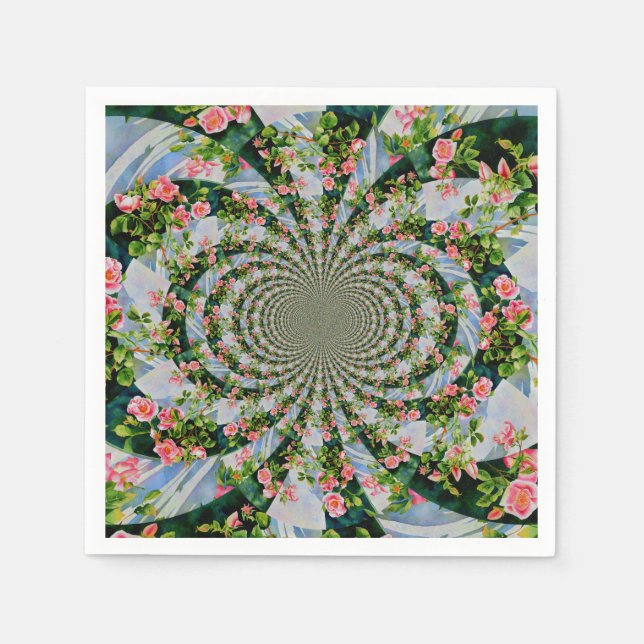 Schöne Retro-Rosa rote Rosen Aquarellblüte Serviette (Vorderseite)