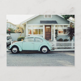 Schöne Retro-Vintage-Türkis-Autofotografie Postkarte