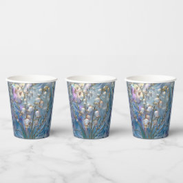 Schöne, rieszierende Lily of Valley Embossed Glass Pappbecher