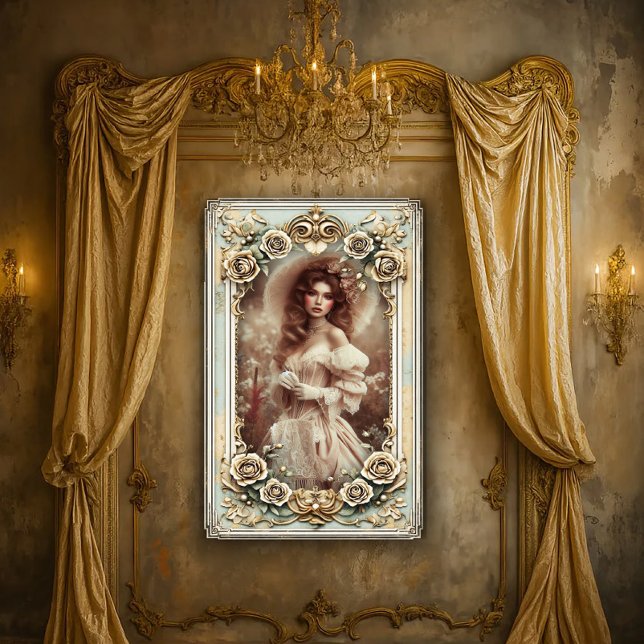 Schöne Rokoko-Frau auf dem Feld Poster (Von Creator hochgeladen)
