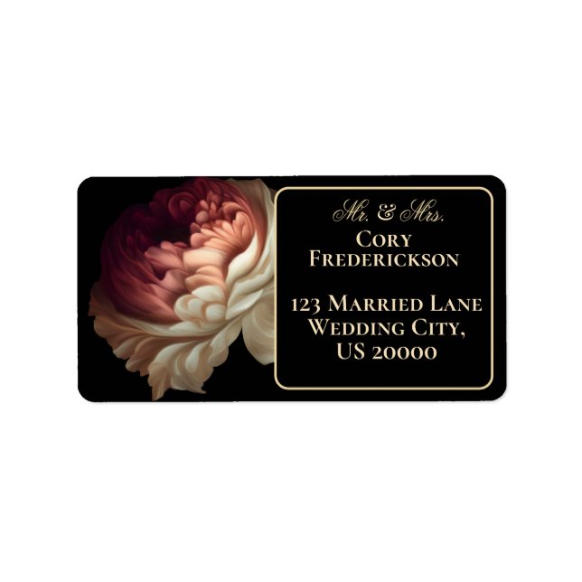 Schöne romantische Alte Welt mit rosa Blume Adressaufkleber (Vorne)