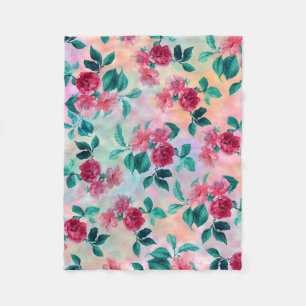 Schöne romantische Aquarellfarben Rose Blumenmust Fleecedecke