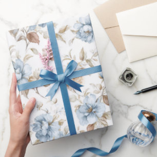 Schöne romantische blaue Blumen Hochzeit Geschenkpapier