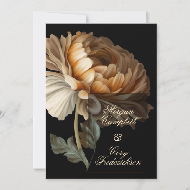 Schöne romantische dunkle alte Welt bemalt Blume Einladung (Vorderseite)